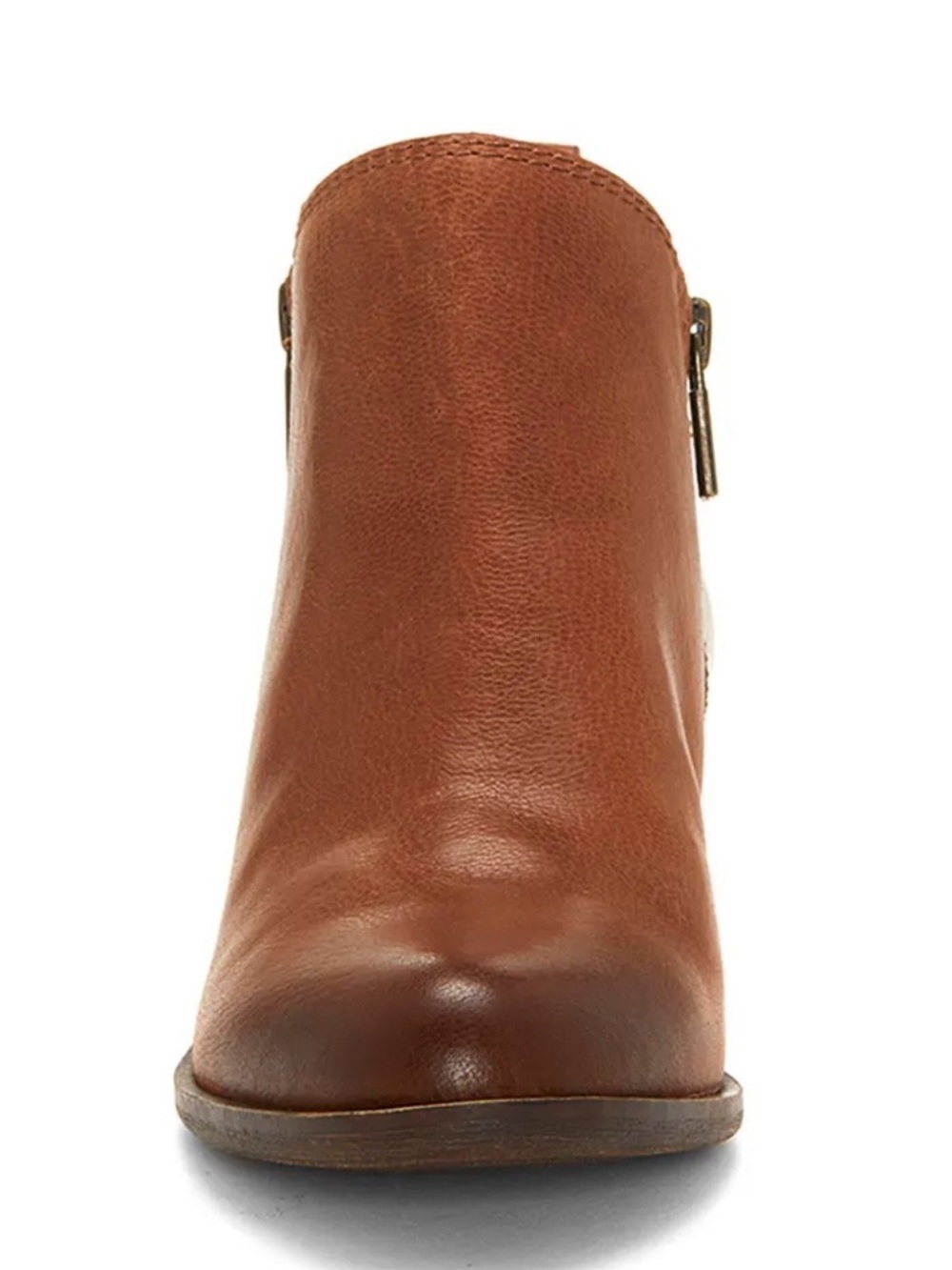 Lucky Brand Women's Cognac Leather Ankle Bootie with Side Zip - Picture 5 of 16